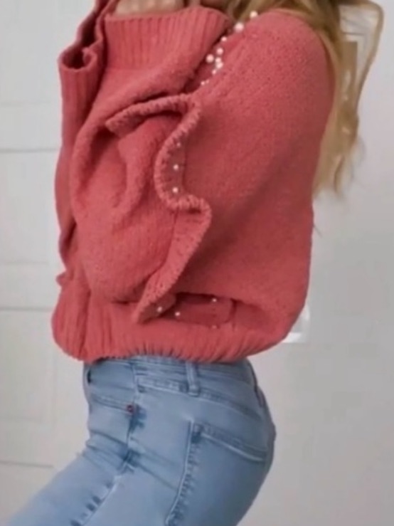 Women's Coral Pearl-Embellished Knit Sweater Shop Stevie Large — image 6 of 8